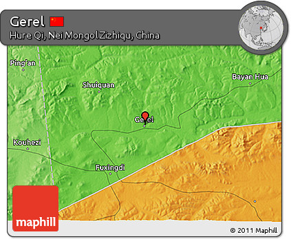 Political 3D Map of Gerel