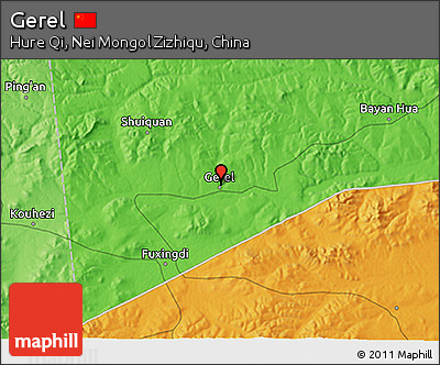 Political 3D Map of Gerel