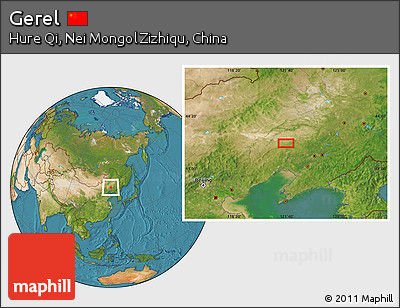 Satellite Location Map of Gerel