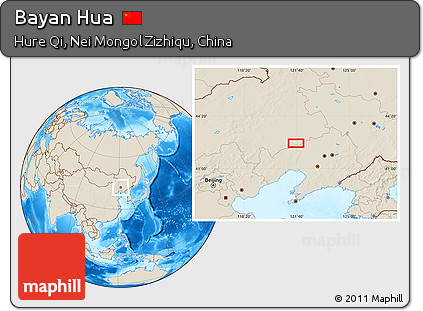 Shaded Relief Location Map of Bayan Hua