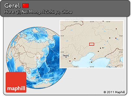 Shaded Relief Location Map of Gerel