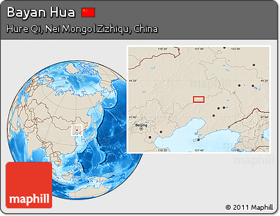 Shaded Relief Location Map of Bayan Hua