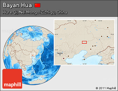Shaded Relief Location Map of Bayan Hua