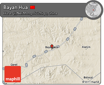 Shaded Relief Map of Bayan Hua