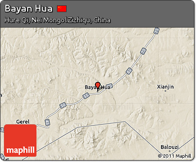 Shaded Relief Map of Bayan Hua