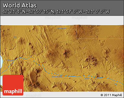 Physical 3D Map of the Area around 42° 35' 40" N, 121° 28' 29" W