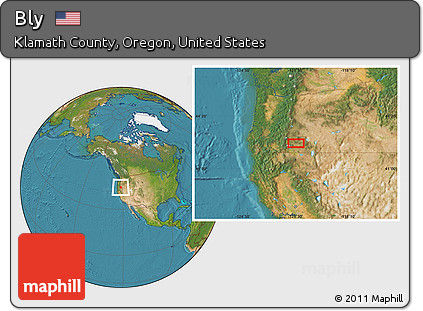 Satellite Location Map of Bly