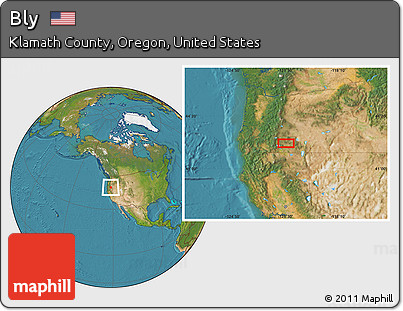 Satellite Location Map of Bly