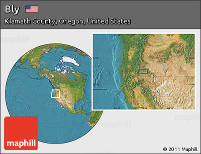 Satellite Location Map of Bly