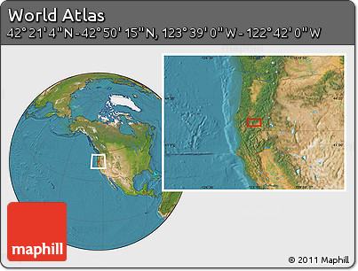 Satellite Location Map of the Area around 42° 35' 40" N, 123° 10' 30" W