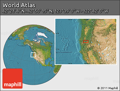 Satellite Location Map of the Area around 42° 35' 40" N, 123° 10' 30" W