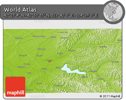 Physical 3D Map of the Area around 42° 35' 40" N, 124° 10' 30" E