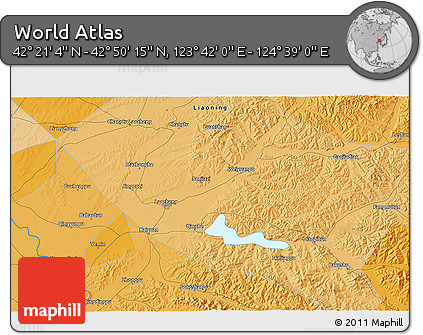 Political 3D Map of the Area around 42° 35' 40" N, 124° 10' 30" E