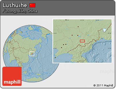 Savanna Style Location Map of Lushuihe, hill shading