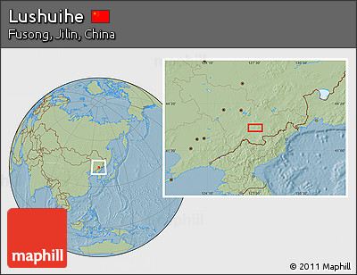 Savanna Style Location Map of Lushuihe, hill shading