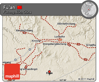 Shaded Relief Map of Fu'an