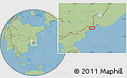 Savanna Style Location Map of the area around 42° 35' 40" N, 130° 58' 29" E