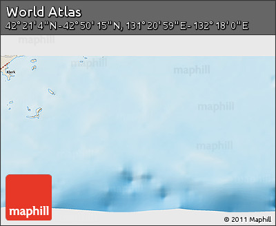 Shaded Relief 3D Map of the Area around 42° 35' 40" N, 131° 49' 29" E