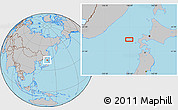 Gray Location Map of the area around 42° 35' 40" N, 138° 37' 30" E