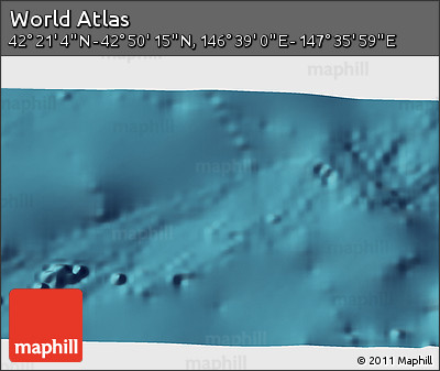 Satellite 3D Map of the Area around 42° 35' 40" N, 147° 7' 30" E