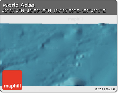 Satellite 3D Map of the Area around 42° 35' 40" N, 157° 19' 29" E
