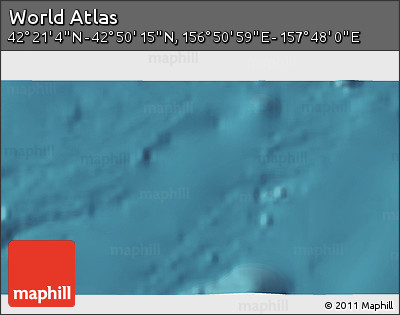Satellite 3D Map of the Area around 42° 35' 40" N, 157° 19' 29" E