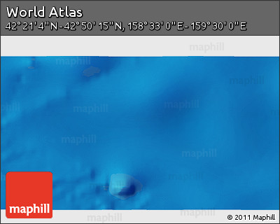 Physical 3D Map of the Area around 42° 35' 40" N, 159° 1' 30" E