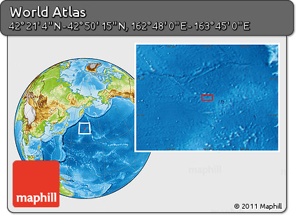 Physical Location Map of the Area around 42° 35' 40" N, 163° 16' 30" E