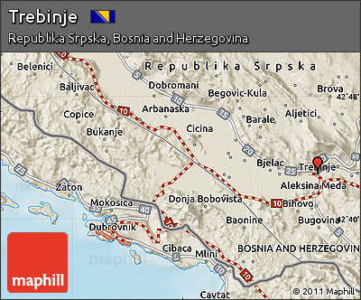 Shaded Relief Map of Trebinje