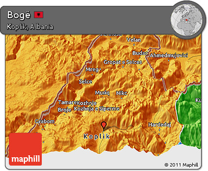 Political 3D Map of Bogë