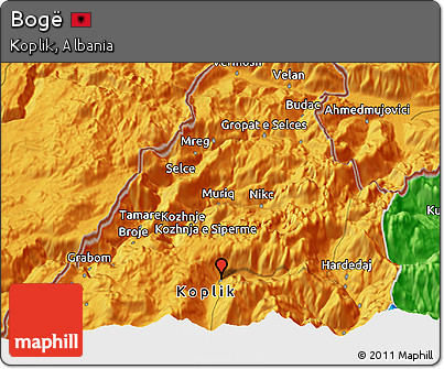 Political 3D Map of Bogë