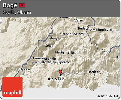 Shaded Relief 3D Map of Bogë