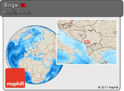 Shaded Relief Location Map of Bogë