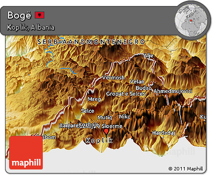 Physical Panoramic Map of Bogë