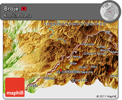 Physical Panoramic Map of Brojë