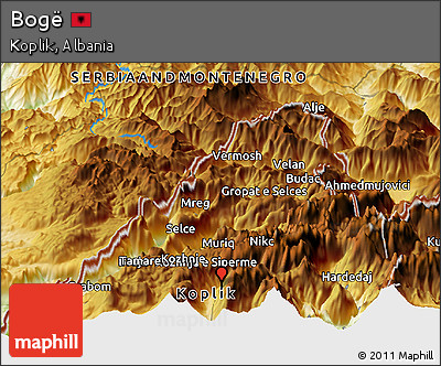 Physical Panoramic Map of Bogë