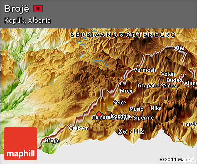 Physical Panoramic Map of Brojë