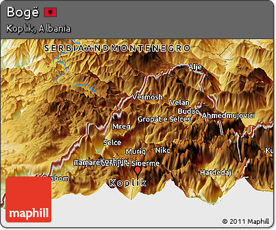 Physical Panoramic Map of Bogë