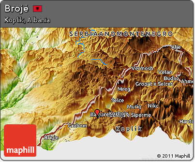 Physical Panoramic Map of Brojë
