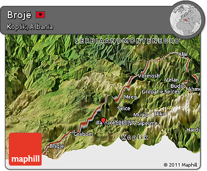 Satellite Panoramic Map of Brojë