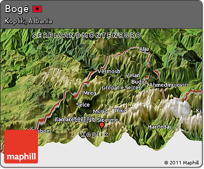 Satellite Panoramic Map of Bogë