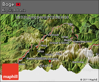 Satellite Panoramic Map of Bogë