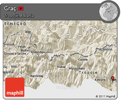 Shaded Relief Panoramic Map of Graç