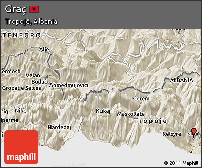 Shaded Relief Panoramic Map of Graç