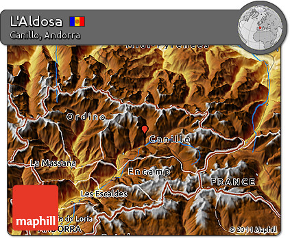 Physical 3D Map of L'Aldosa