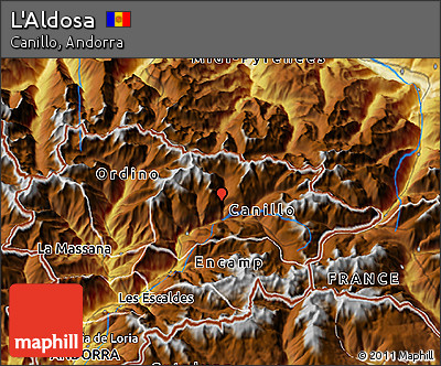 Physical 3D Map of L'Aldosa