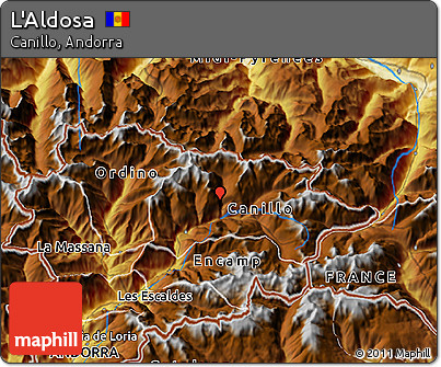 Physical 3D Map of L'Aldosa