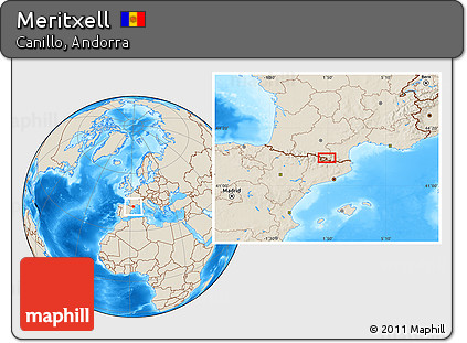 Shaded Relief Location Map of Meritxell