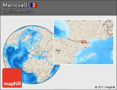Shaded Relief Location Map of Meritxell