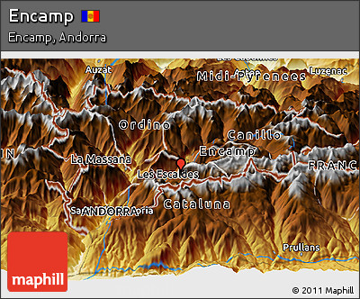 Physical Panoramic Map of Encamp